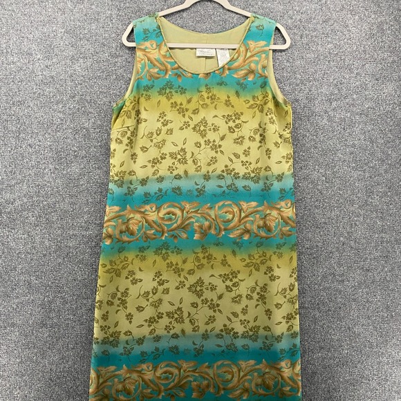 Kathie Lee Collection Dresses & Skirts - Kathie Lee‎ Dress Large Green Floral Sleeveless Long Vintage 90s Fairy Cottage
